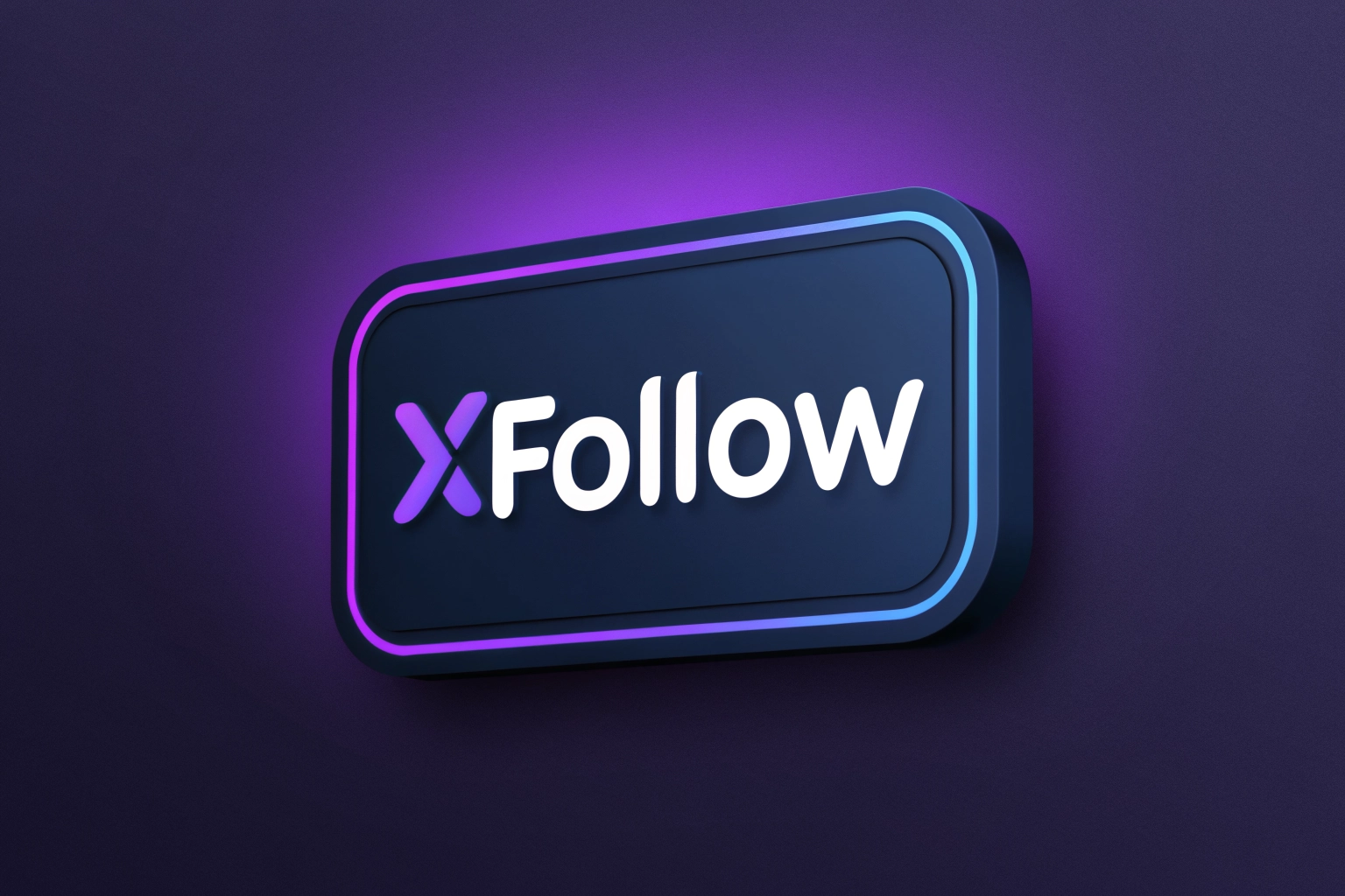 Modern SaaS startup logo for a brand called 'XFollow'. Deep dark primary color with a bright modern accent like electric blue or vibrant purple. Clean, minimalist, trustworthy, slightly futuristic, suitable for a UK business.